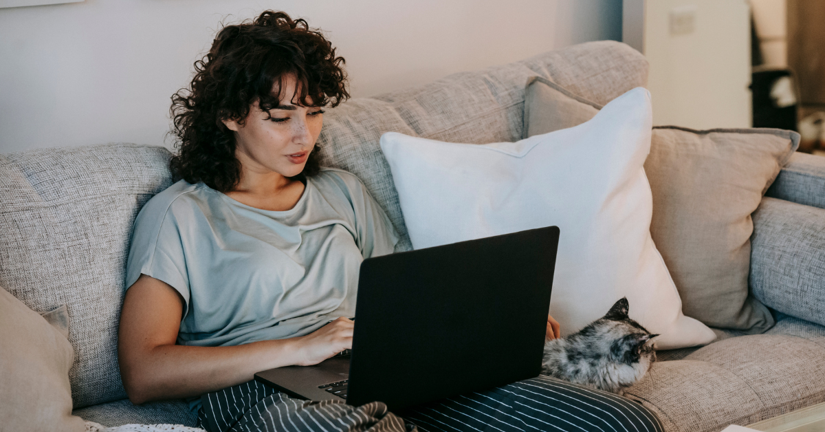 Relaxed female watching a movie